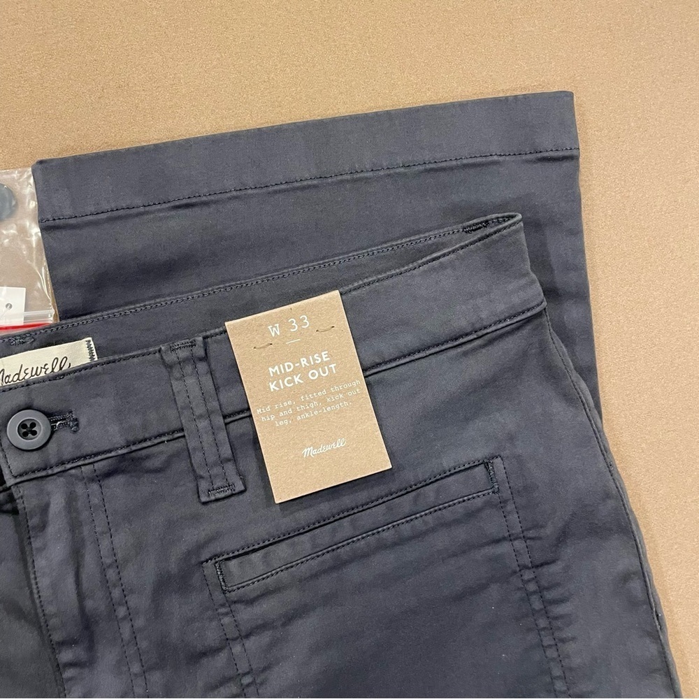Madewell Kick Out Crop Pants Garments Dyed Sateen Dark Pavement Size 33 NWT - Picture 5 of 15